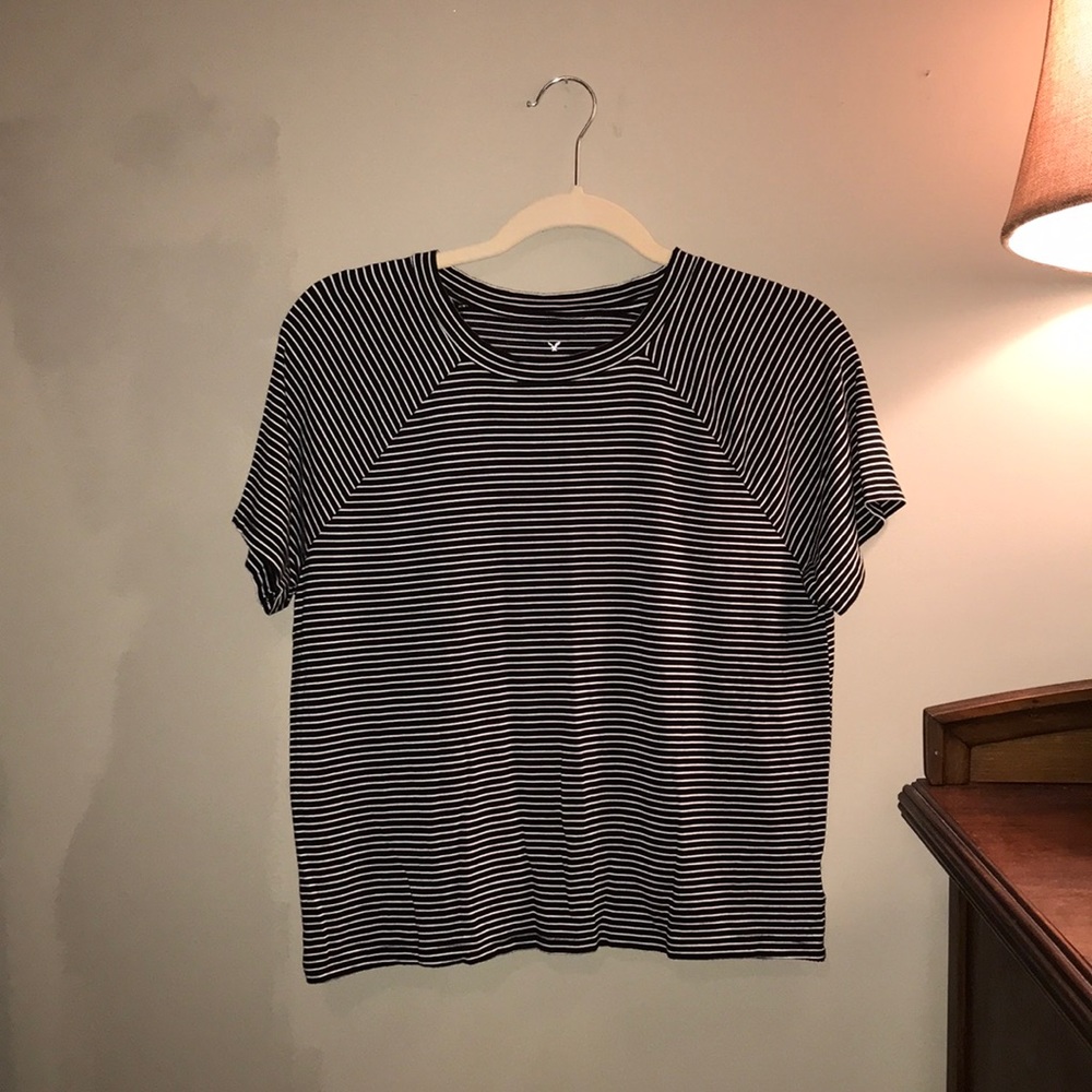 black and white striped top